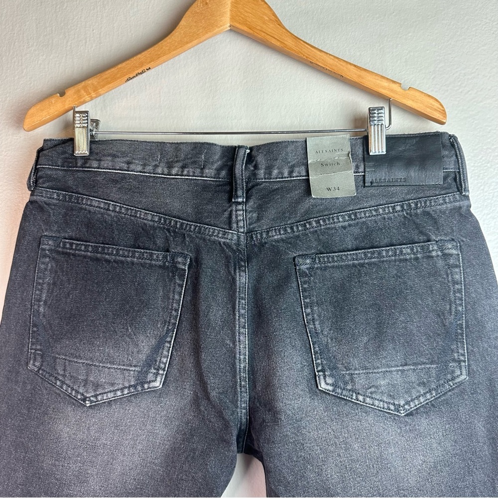 All Saints switch black washed skinny men’s shorts Sz 34 - Picture 6 of 11